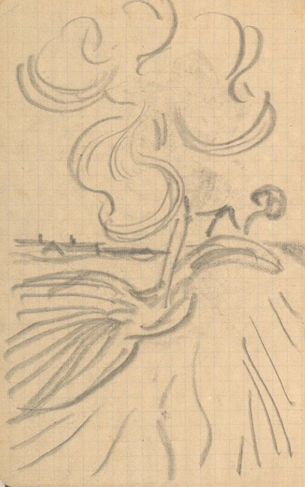 Landscape with a Tree,May-July 1890,pencil on paper,13.4x8.5cm