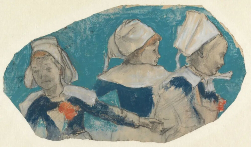 Study for the painting Breton Girls Dancing, Pont-Aven,1888,chalk on paper,24x41cm