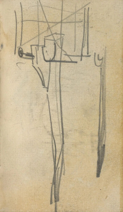 Construction drawing of a perspective frame and a stand,November 1884-September 1885,pencil on paper,12.4x7.5cm