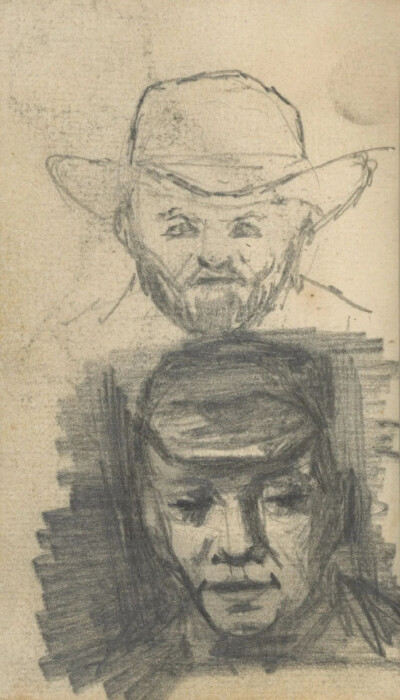 Two Heads of Men,November 1884-September 1885,pencil on paper,12.4x7.5cm