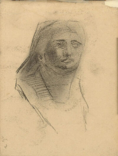 Head of a Woman,June 1885-June 1886,chalk on paper,10.2x13.6cm
