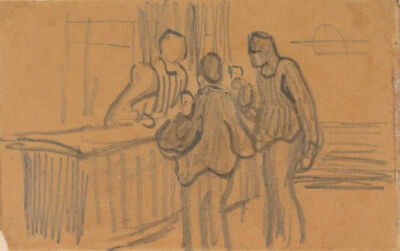 Men in a Café,May-July 1890,pencil on paper,13.4x 8.5cm