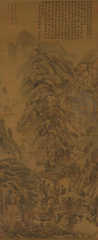 《天池石壁图》轴，黄公望，元，绢本，设色，139.4cm×57.3cm
©北京故宫博物院
