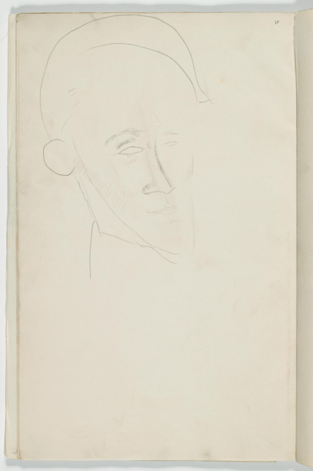 Homme au menton pointu,1915,Mine graphite sur papier,43x27cm
