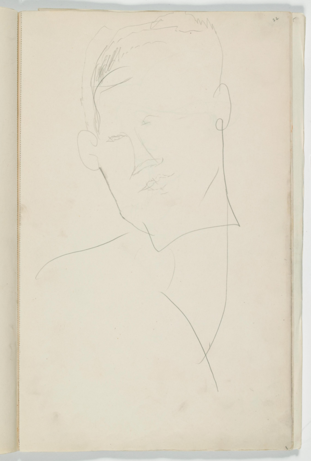 Homme au menton carré,1915,Mine graphite sur papier,43x27cm
