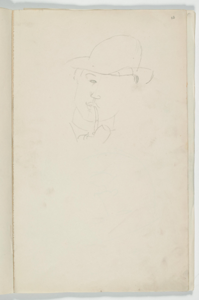 Homme au chapeau et à la pipe,1915,Mine graphite sur papier,43x27cm