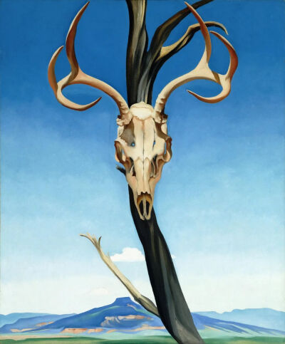 Georgia O'Keeffe,Deer's Skull with Pedernal.