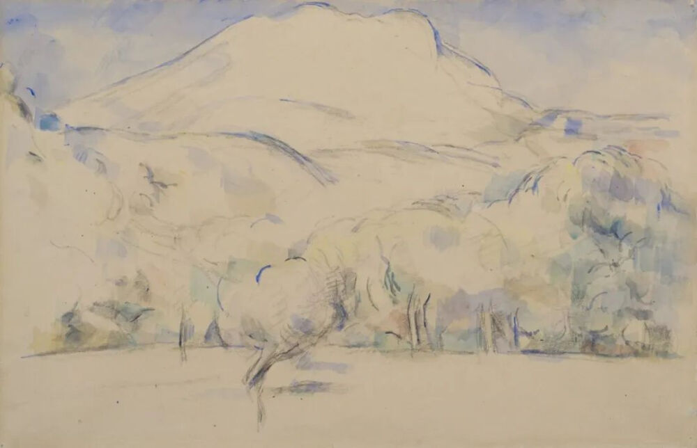 La Montagne Sainte-Victoire,1890,watercolour on buff paper,28x44.5cm