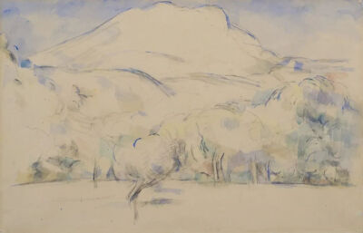 La Montagne Sainte-Victoire,1890,watercolour on buff paper,28x44.5cm