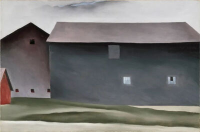 Georgia O’Keeffe 1887-1986. Lake George Barns, 1926.Oil paint on canvas. 538 x 814 mm. Collection Walker Art Center, Minneapolis.