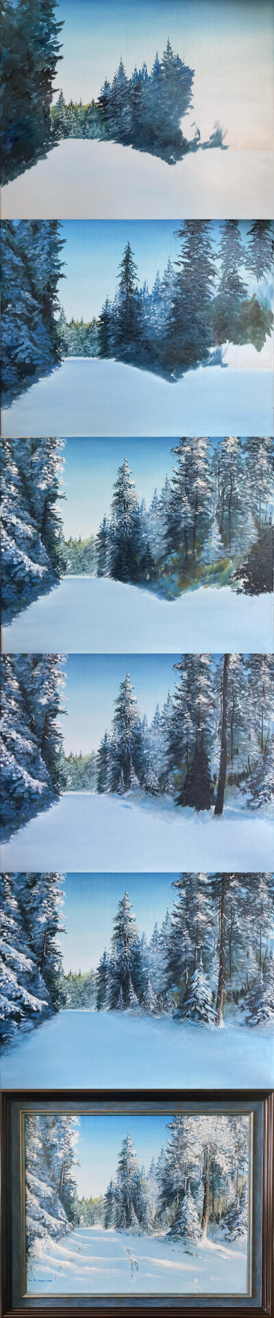 雪景，油画临摹