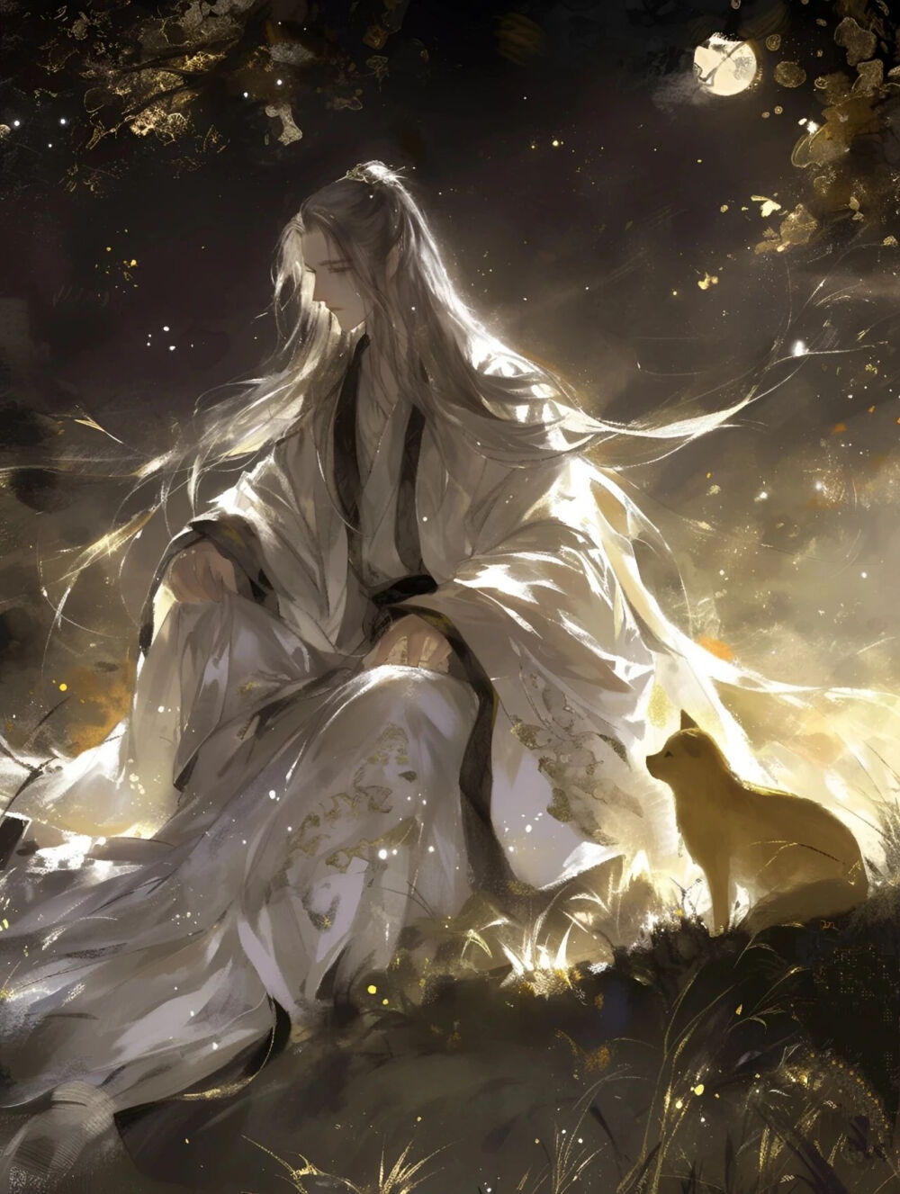 二次元古风男生,唯美,意境