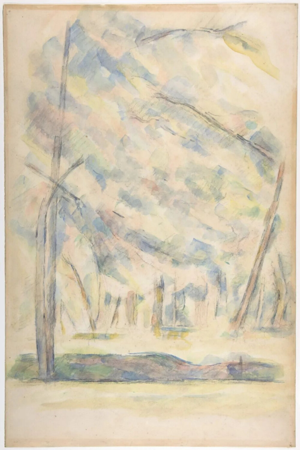 Landscape,n.d, 
Watercolor over black chalk,47.3 x 31.3cm
