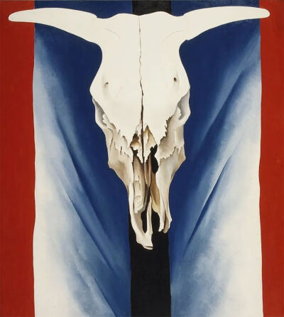 Georgia O'Keeffe ，Cow's Skull, Red, White and Blue.
