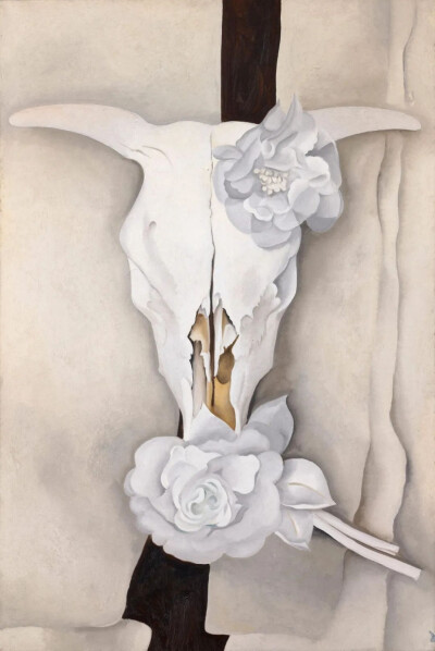 Georgia O’Keeffe, Cow’s Skull with Calico Roses (1931),
oil on canvas, 36 × 24 in.
