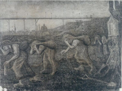 背着袋子的矿工妻子们（负重者）
文森特·梵高
1881 年 4 月
