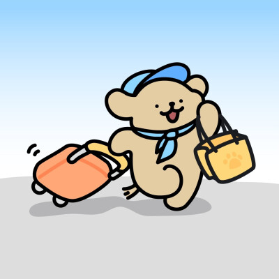 线条小狗一起去快乐旅行吧​​​