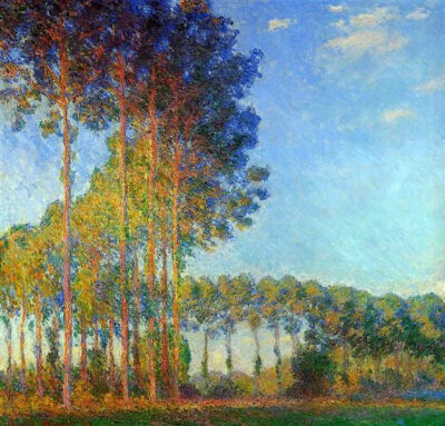 莫奈作品《Poplars on the Banks of the River Epte, Seen from the Marsh》1891 - 1892