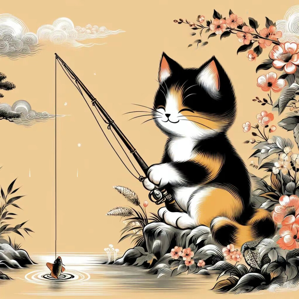 小猫钓鱼