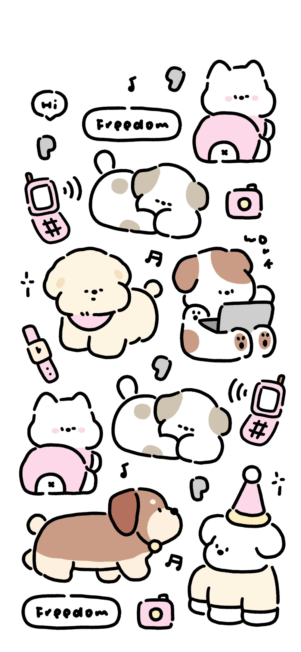 ins风简约小狗狗系列壁纸套图​​​