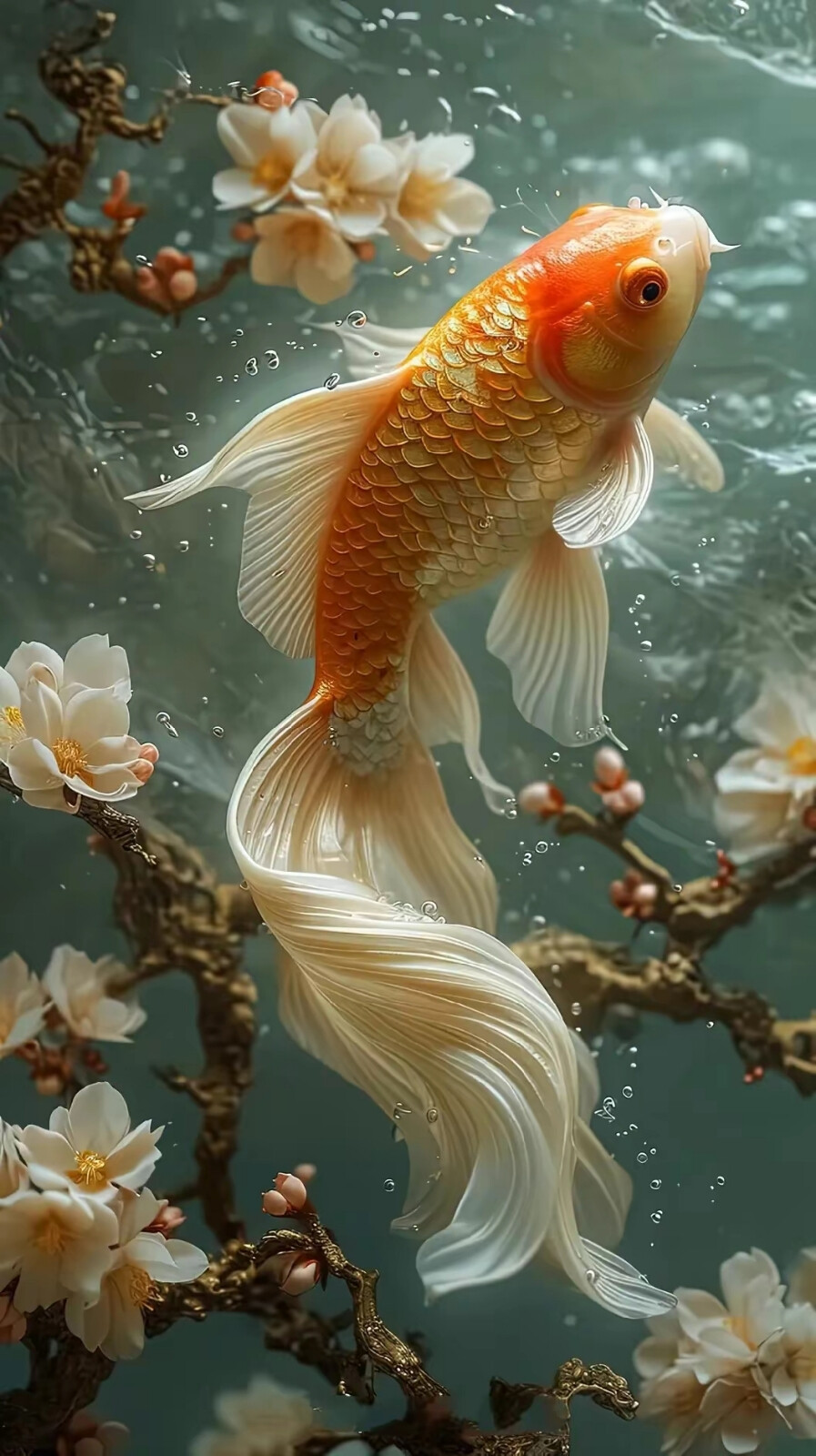 见鱼发财手机壁纸