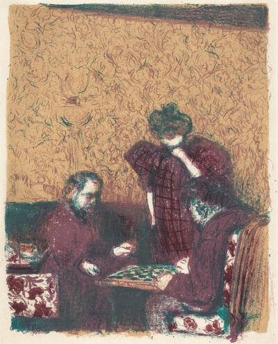 Game of Checkers (La partie de dames),1897-1898 (published 1899),Color lithograph on china paper,33.4×26.4cm