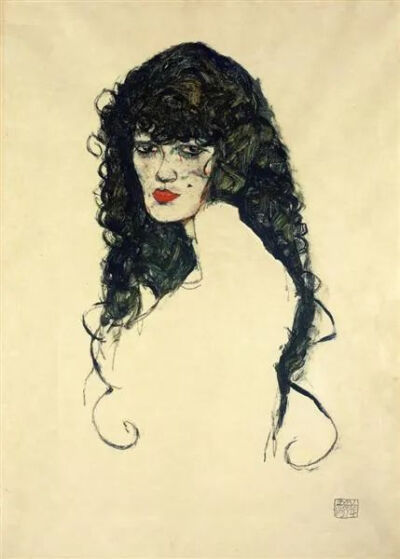 席勒作品《黑发女子肖像》
1914 年