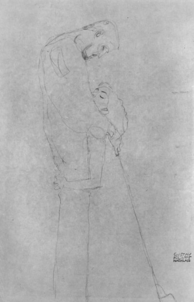为《吻》所作的草图
可以清楚的看到男人的胡子
古斯塔夫·克里姆特
1907 年
