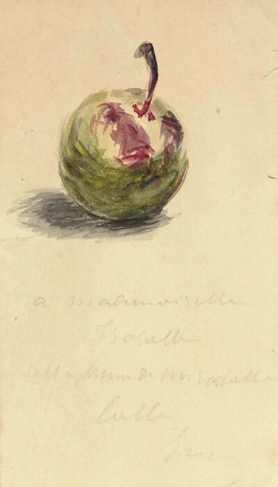 Lettre à Isabelle Lemonnier,1880,Watercolour on paper,16.7x9.8cm