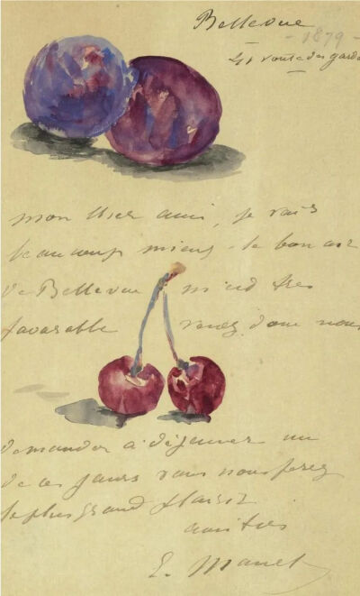 Lettre à Albert Hecht,1879,Watercolour and pen and ink on paper,20.4x12.5cm