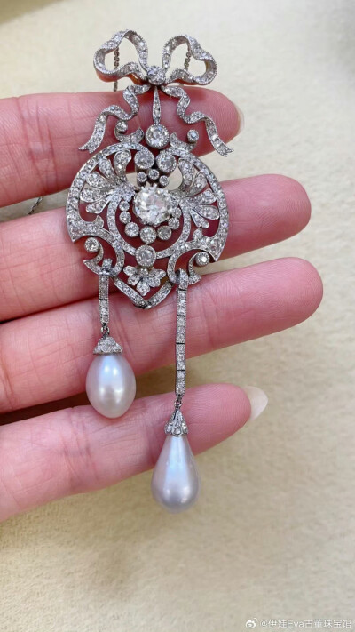 维多利亚时代～爱德华时代 钻石 珍珠 古董胸针