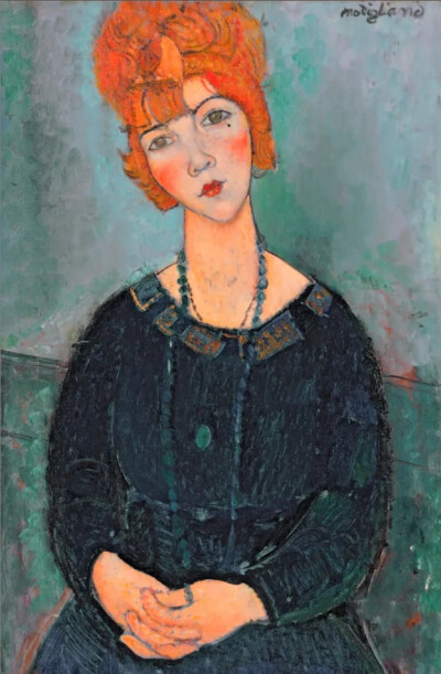 戴着项链的女人
阿梅代奥·莫迪利阿尼1917年，布面油画
92.2cm x 60.3cm
芝加哥艺术学院