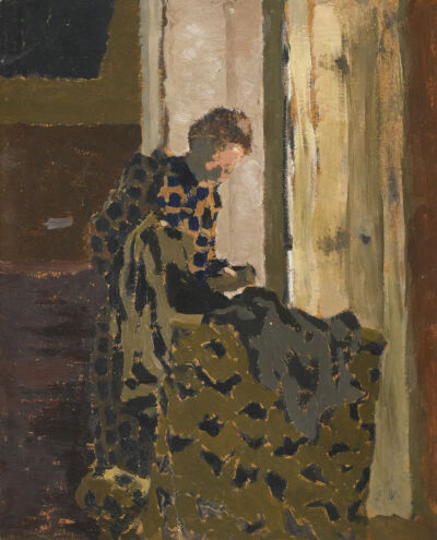 Marie brossant un vêtement à la fenêtre,1893,
Oil on board,26.7x22cm
