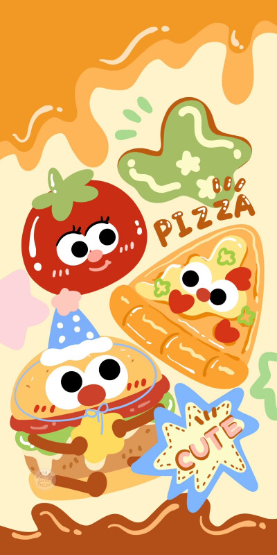 汉堡披萨薯条手机壁纸