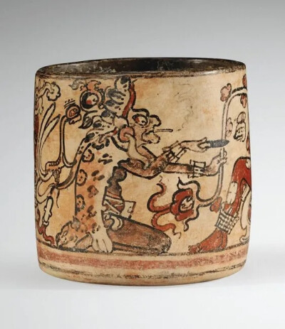 带有玛雅或危地马拉文化彩绘花瓶，7-10世纪，私人收藏
