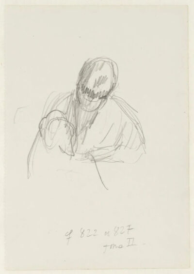 Preparatory Sketch for Coffee,
1915,Graphite on paper,13.7x9.6cm
