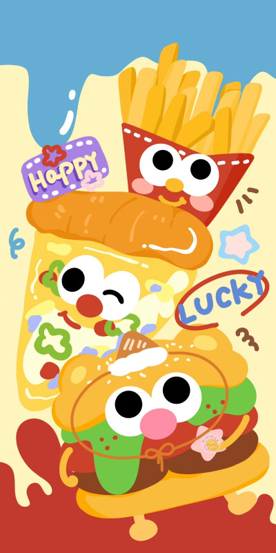 汉堡披萨薯条手机壁纸
