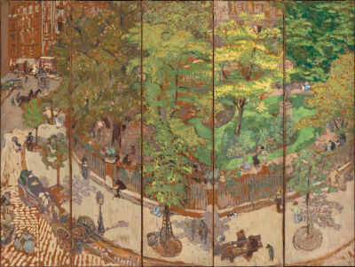 Place Vintimille,1911,Five-panel screen, 
Distemper on paper laid down on canvas,230x60cm
