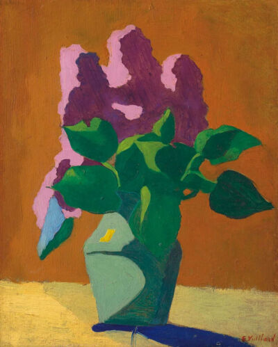 Les Lilas (Le bouquet schématique),1890,
Oil on board laid down on cradled panel,34.9x28cm
