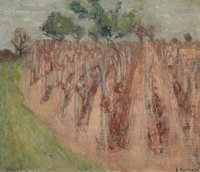 La vigne à Villeneuve-sur-Yonne,1897-1899,
Oil and pencil on paper laid down on board,
24.2x28.3cm
