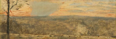 Crepuscule a la campagne,1889,
Oil on paper laid down to canvas,8x23.1cm
