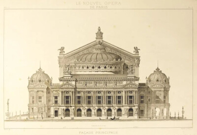 1861年，加尼叶绘制的巴黎歌剧院设计手稿