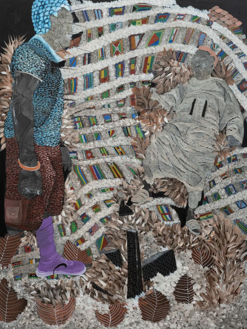 Omar Ba《跟我说话 #2》
压克力、铅笔、油画、印度墨水和BIC钢笔，200cm × 150 cm，2022年
由艺术家及TEMPLON提供
