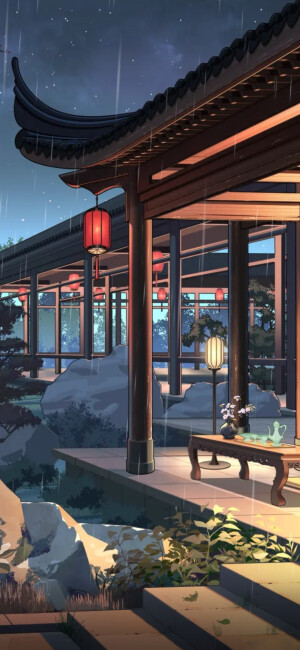 《未定事件簿》故宅后院
图源《未定事件簿》：左然SSR「长梦与君同」剧情