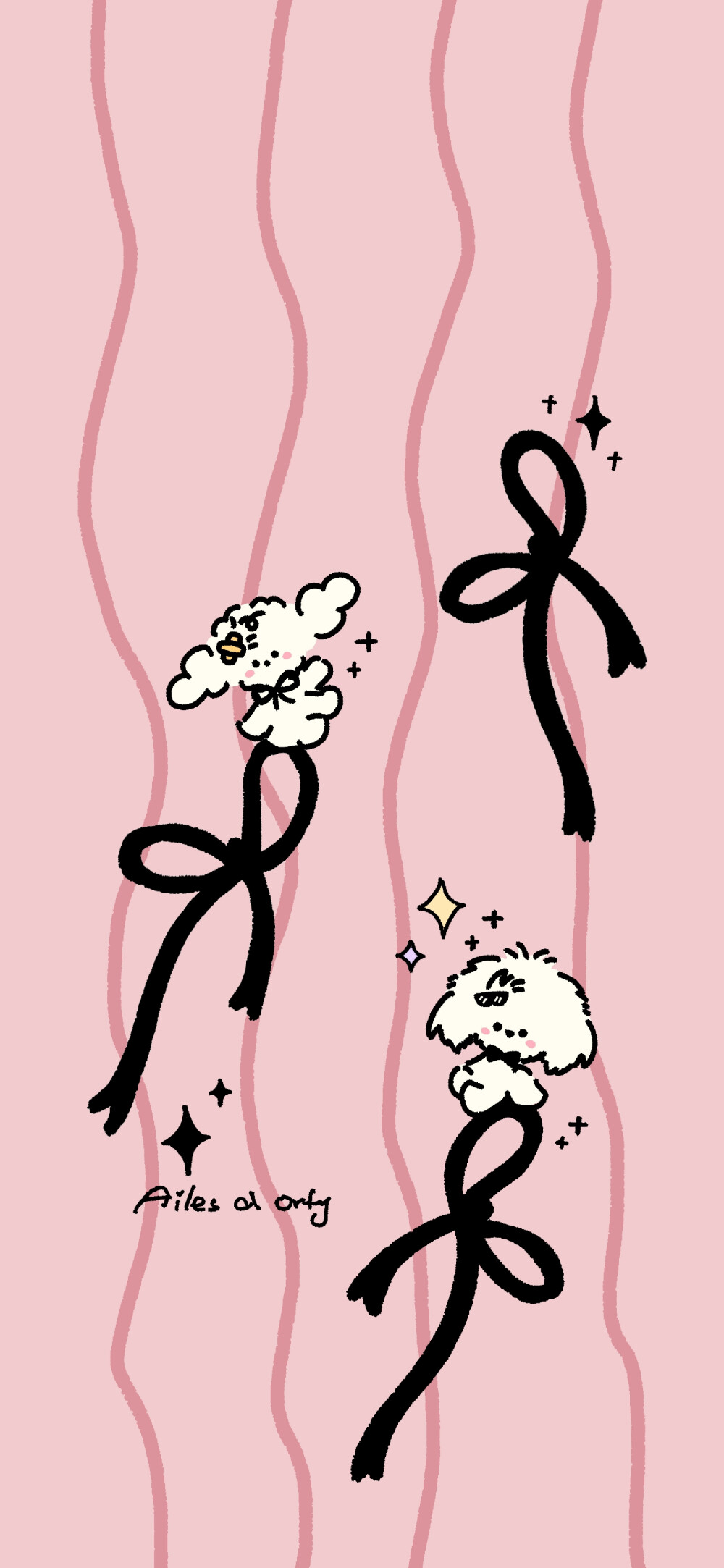 粉色蝴蝶结小狗套图壁纸