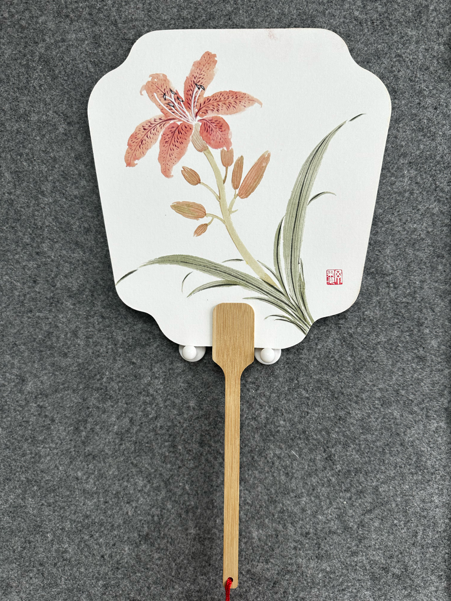 国画小写意萱草花纸质团扇