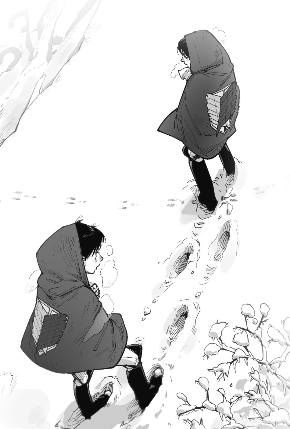 兵長&艾連
繪師：huchidori on tumblr
【進擊的巨人】