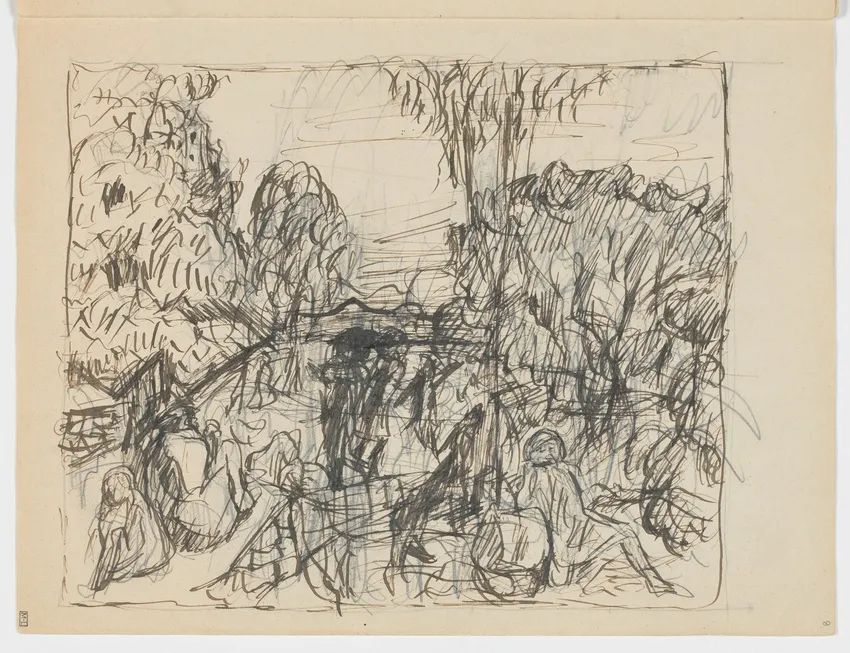 Croquis sans doute pour l'Eté,1910,Crayon graphite,31.5x24cm
这无疑是博纳尔于 1912 年在巴黎和格拉斯为《夏日》绘制的非常概括的草图。
