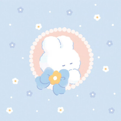 梦幻蓝色可爱小白兔头像