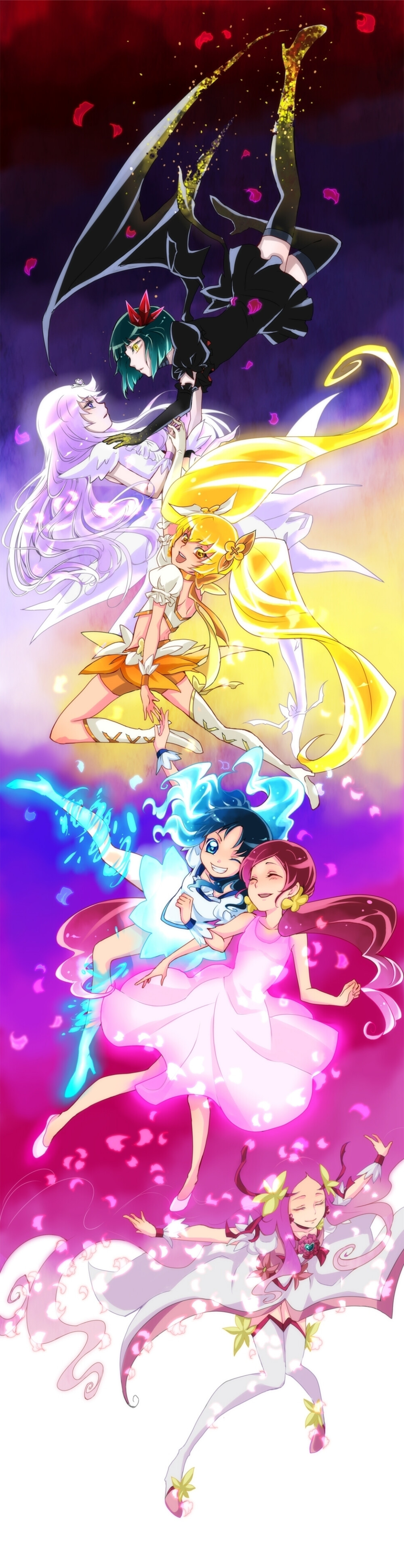 「HeartCatch光之美少女！」
暗之美少女／Dark pretty cure
月影百合／Cure Moonlight（月光天使）
明堂院樹(shù)／明堂院五木／Cure Sunshine（陽(yáng)光天使）
來(lái)海繪里香／Cure Marine（海洋天使）
花咲蕾／花小蜜／Cure Blossom（花蕾天使）
花咲薰子／Cure Flower（花朵天使）